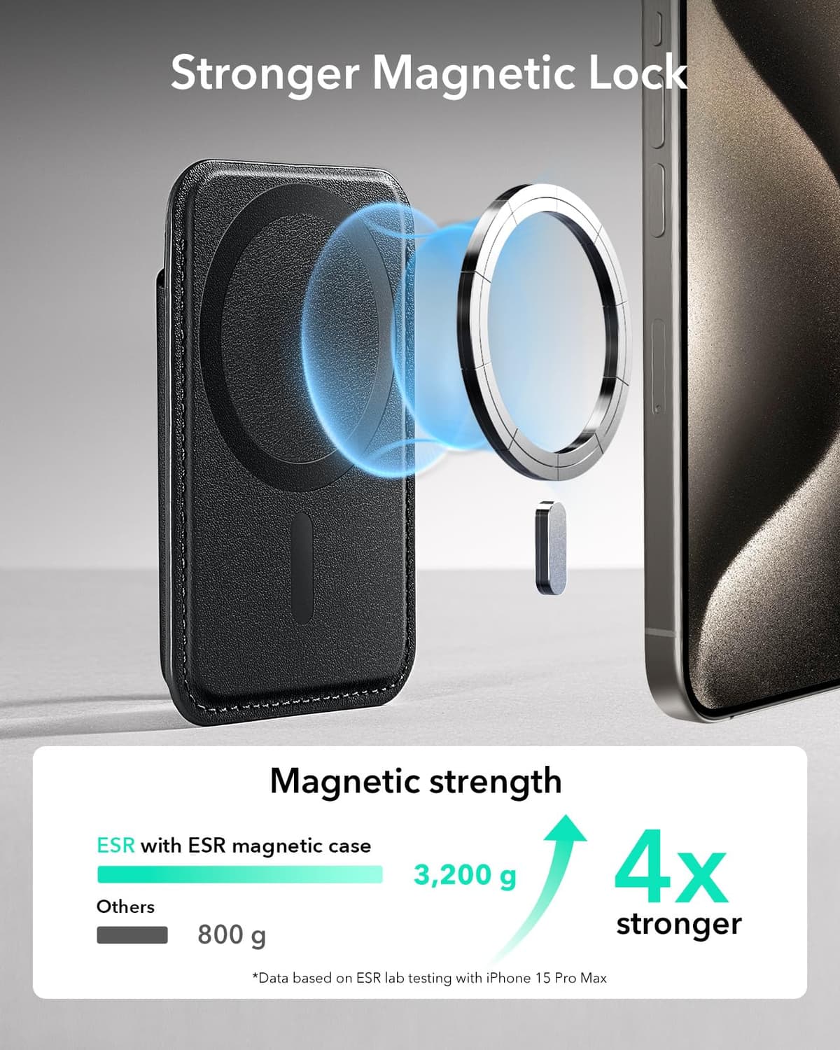 Portofel ESR MagSafe 5 sloturi carduri forță magnetică 3200g iPhone compatibil