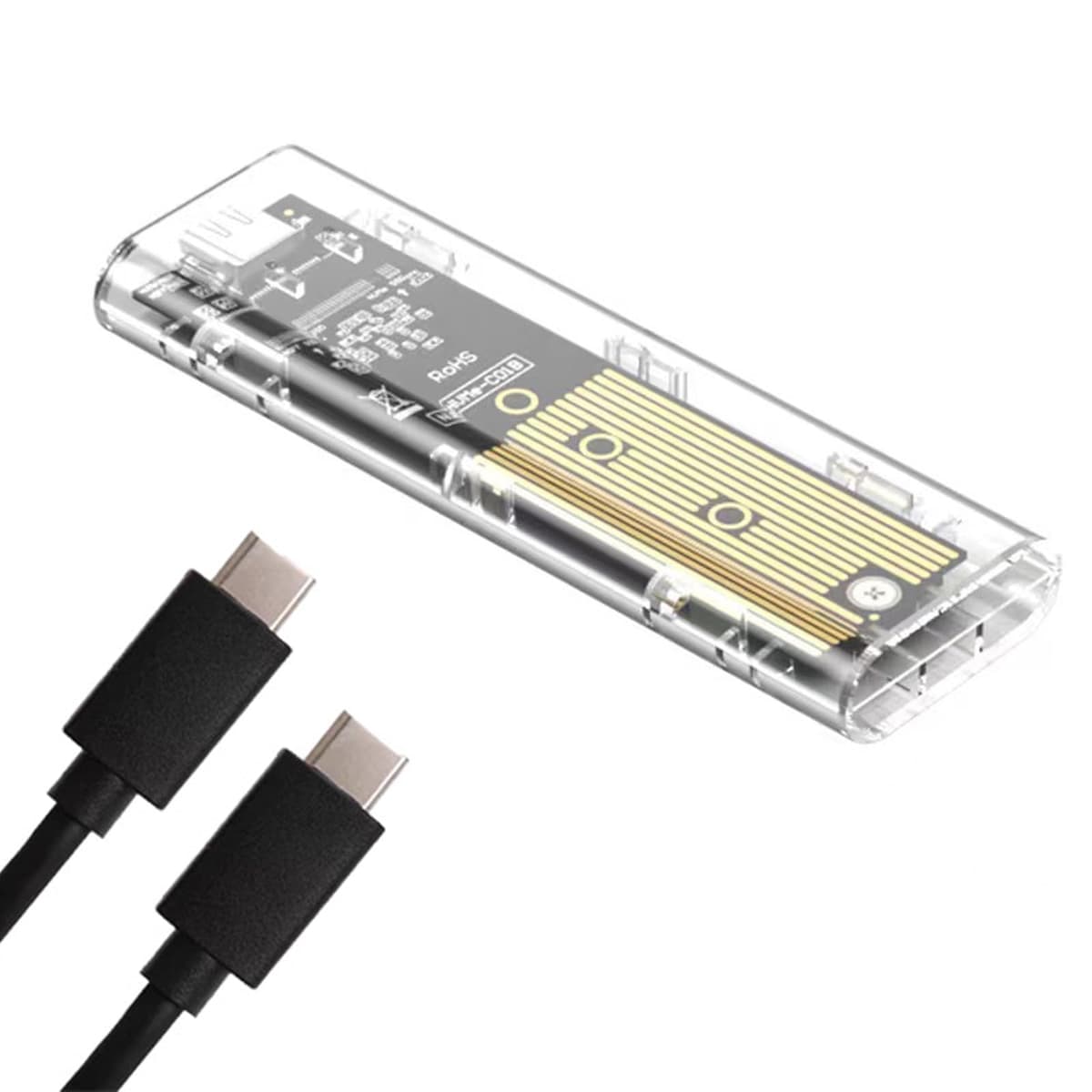Carcasă SSD M.2 NVMe GERUI aluminiu, USB C 3.2 Gen 2 10Gbps, pentru 2230/2242/2260/2280, cheie M/B+M, argintiu