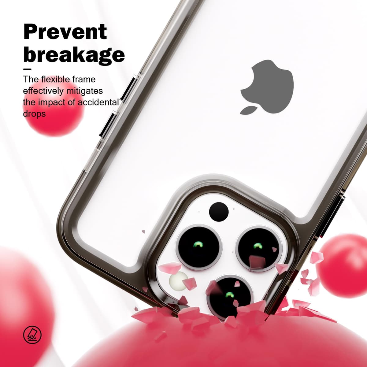 Husă telefon SharkProten iPhone 15 Pro Max, TPU+PC, slim, anti-șoc, anti-zgâriere, transparentă, gri