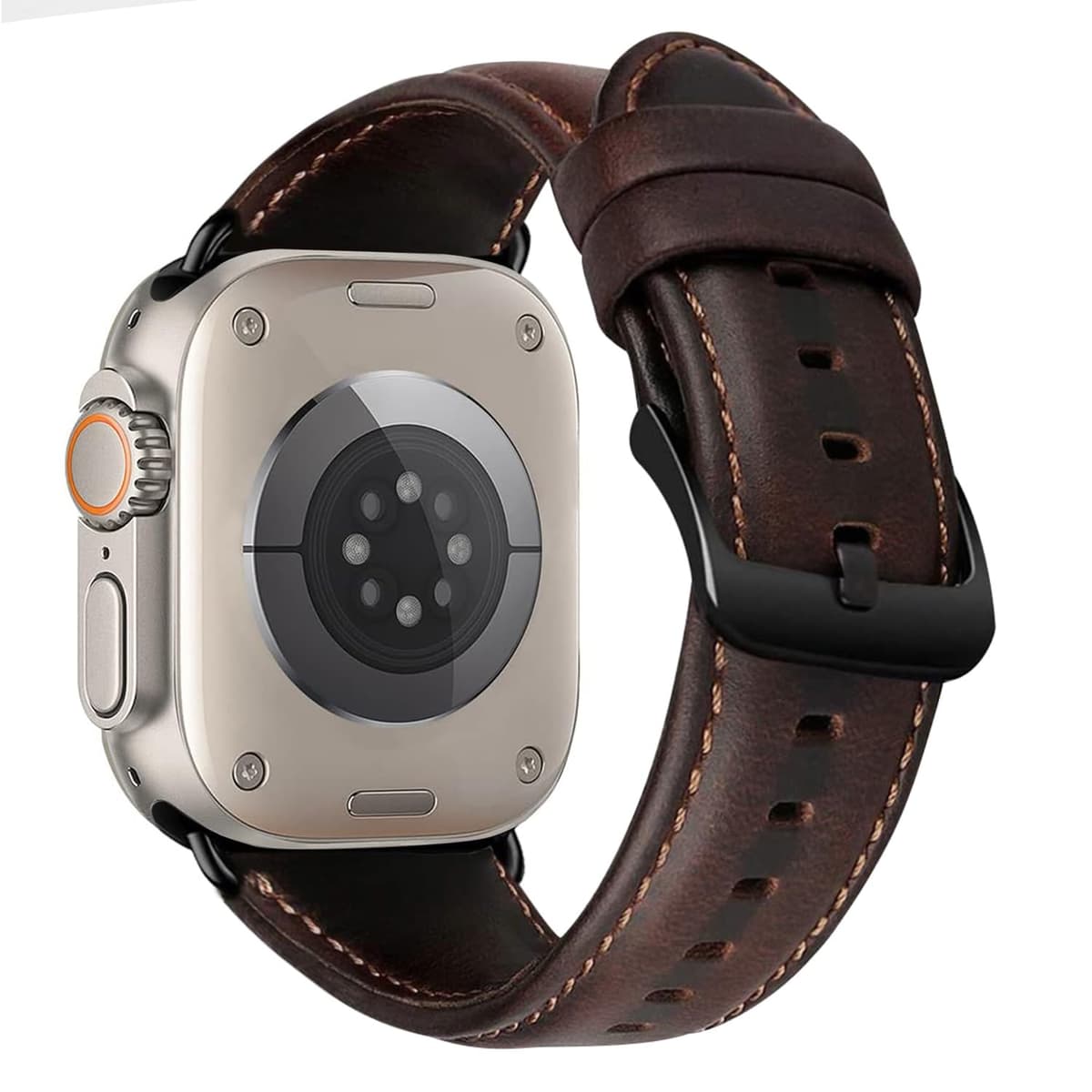 Curea piele MroTech Apple Watch 49mm 44mm 45mm 46mm culoare cafea design elegant clasic