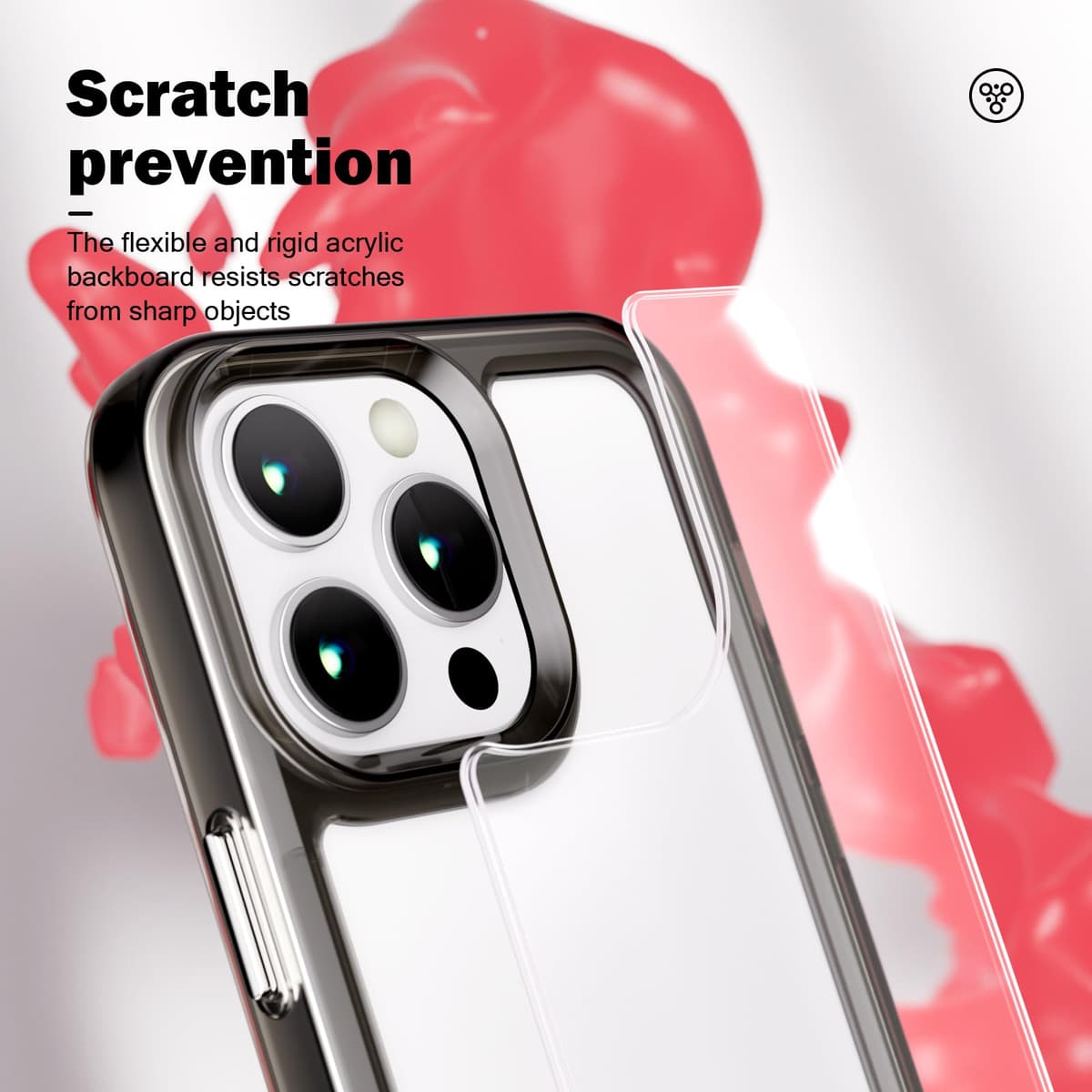 Husă telefon SharkProten iPhone 15 Pro Max, TPU+PC, slim, anti-șoc, anti-zgâriere, transparentă, gri