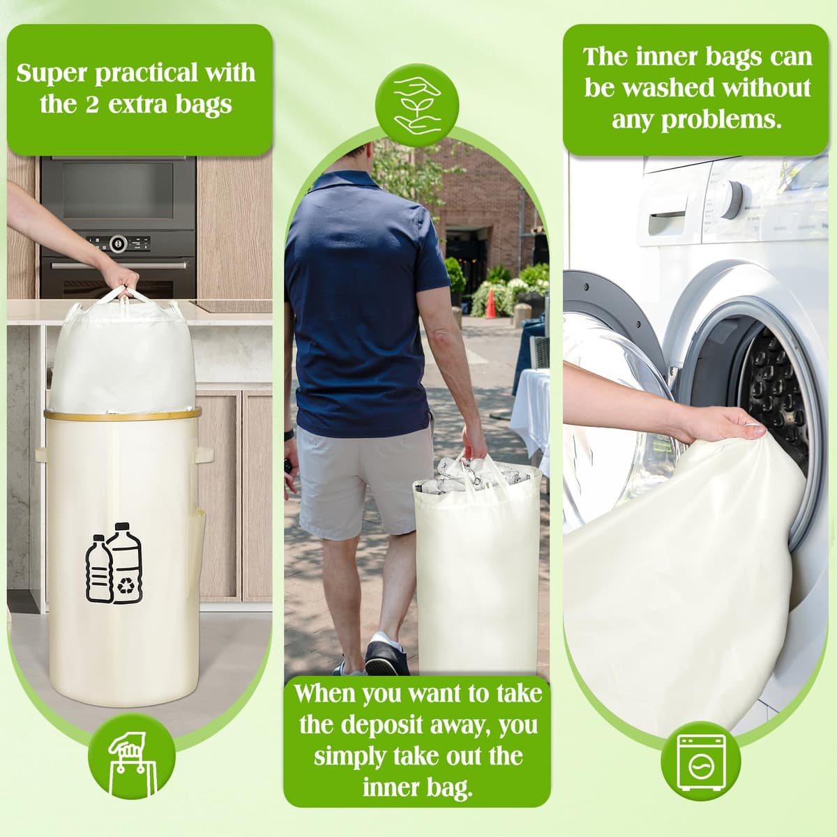 Container colectare sticle goale FuBegi 100L capac recipient PET durabil