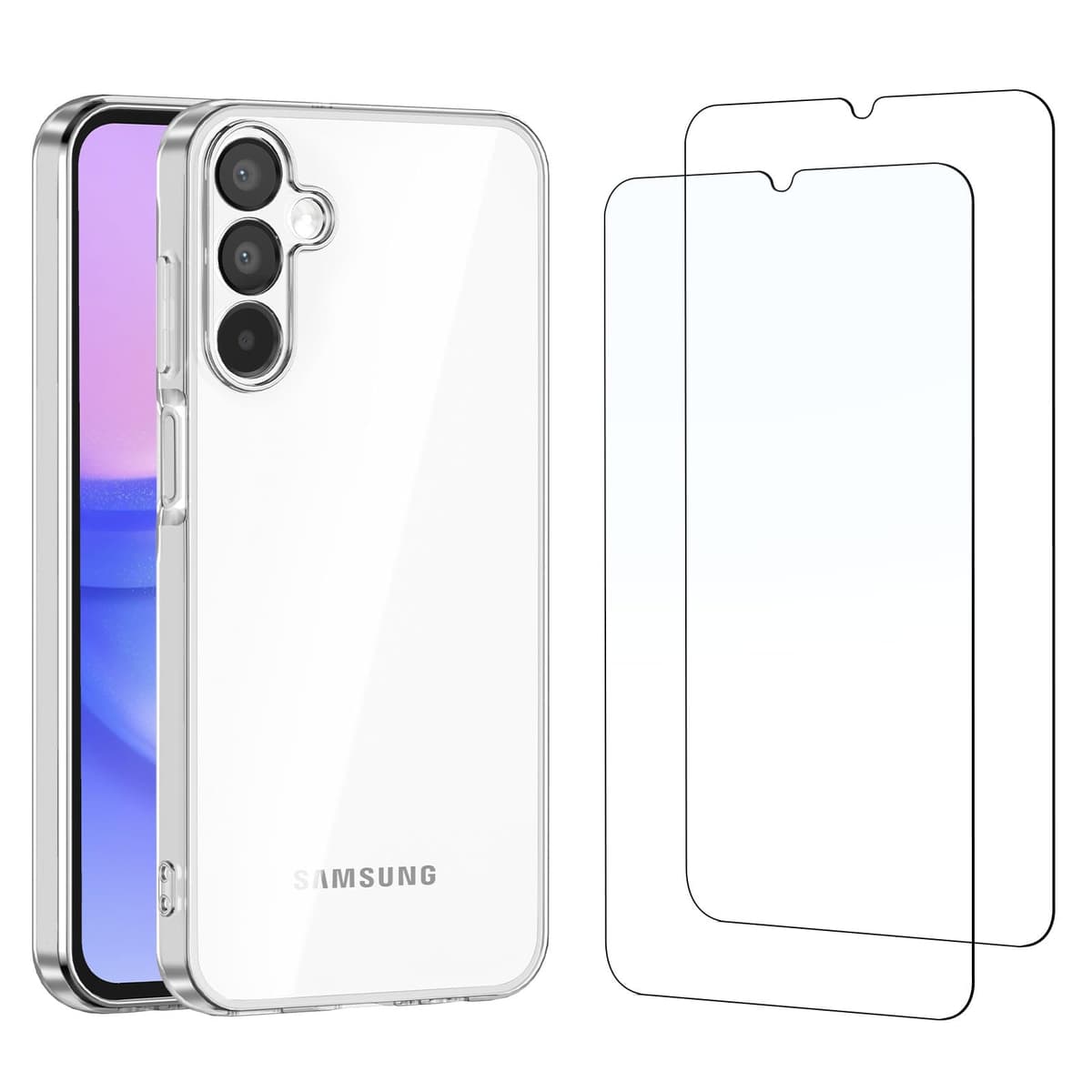 Husă NEW'C Samsung A55 silicon ultra subțire negru + 2 folii sticlă