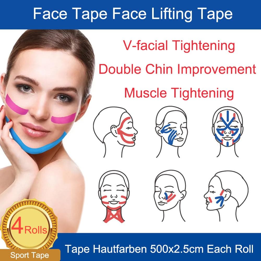 Plasturi riduri Tcdwla bandă lifting facial 4 role culoare piele set standard