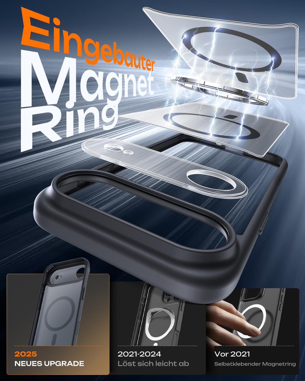 Husă TOCOL iPhone 17 Air MagSafe control cameră anti-șoc translucidă mată neagră