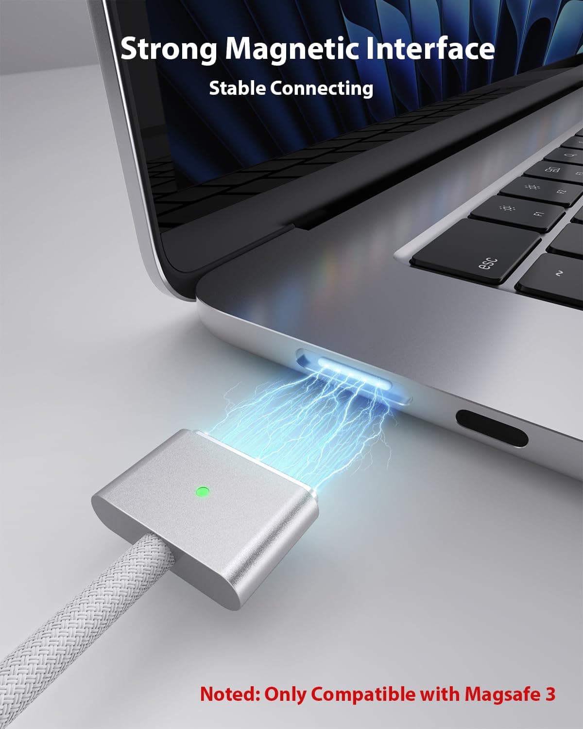 Cablu de încărcare magnetic USB-C BOUTOP 140W, 3 cabluri magnetice tip C, compatibil MacBook Pro/Air, nylon împletit, 2m