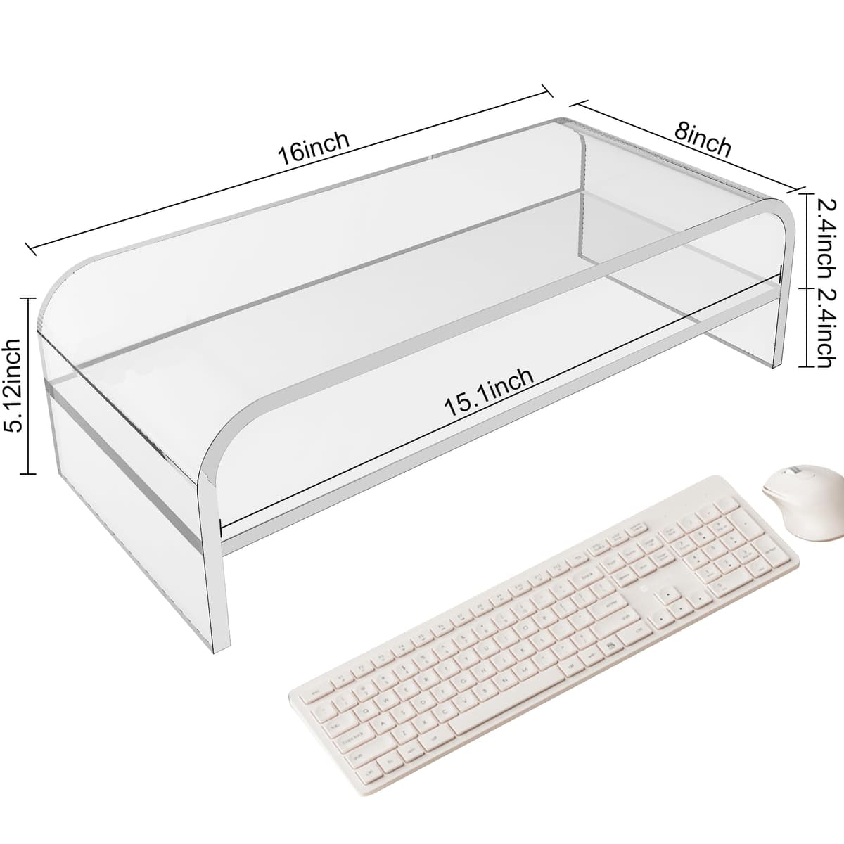Suport monitor acrilic guofa 2 niveluri, stand ergonomic pentru laptop, ecran, calculator, PC (39 x 20 x 12.6 cm)