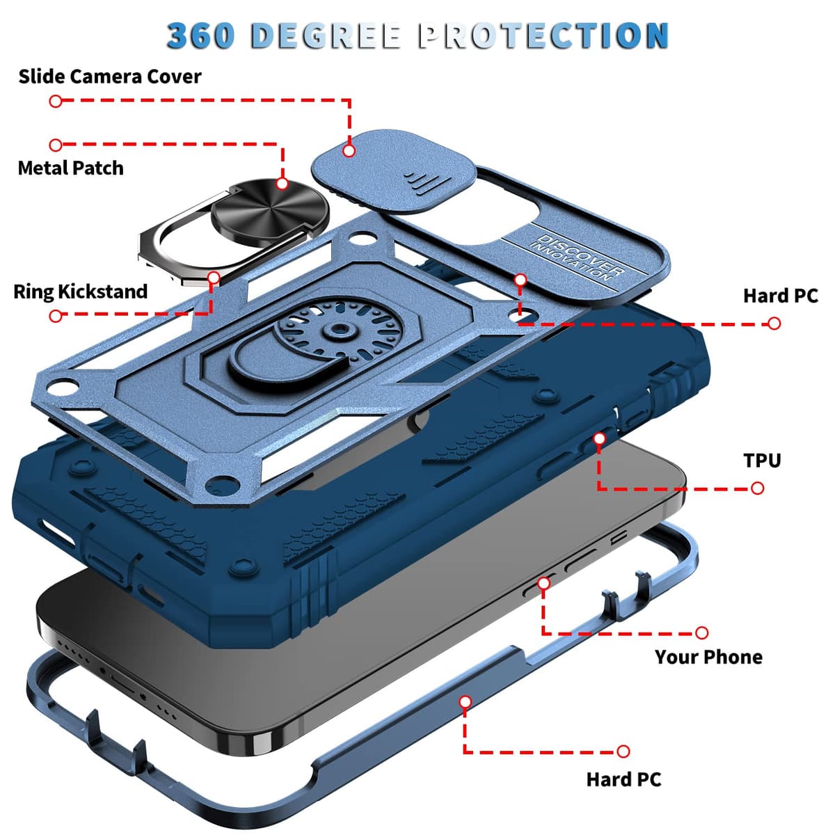 Husă Whyzshiyi iPhone 14 Pro Max neagră protecție cameră militar anti-șoc