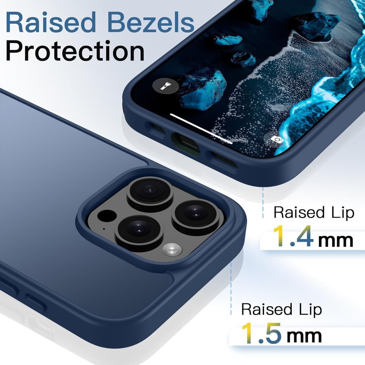 Husă mată Andwing iPhone 14 Pro Max 6.7" standard militar protecție cădere, spate transparent mat anti-amprente, albastru închis