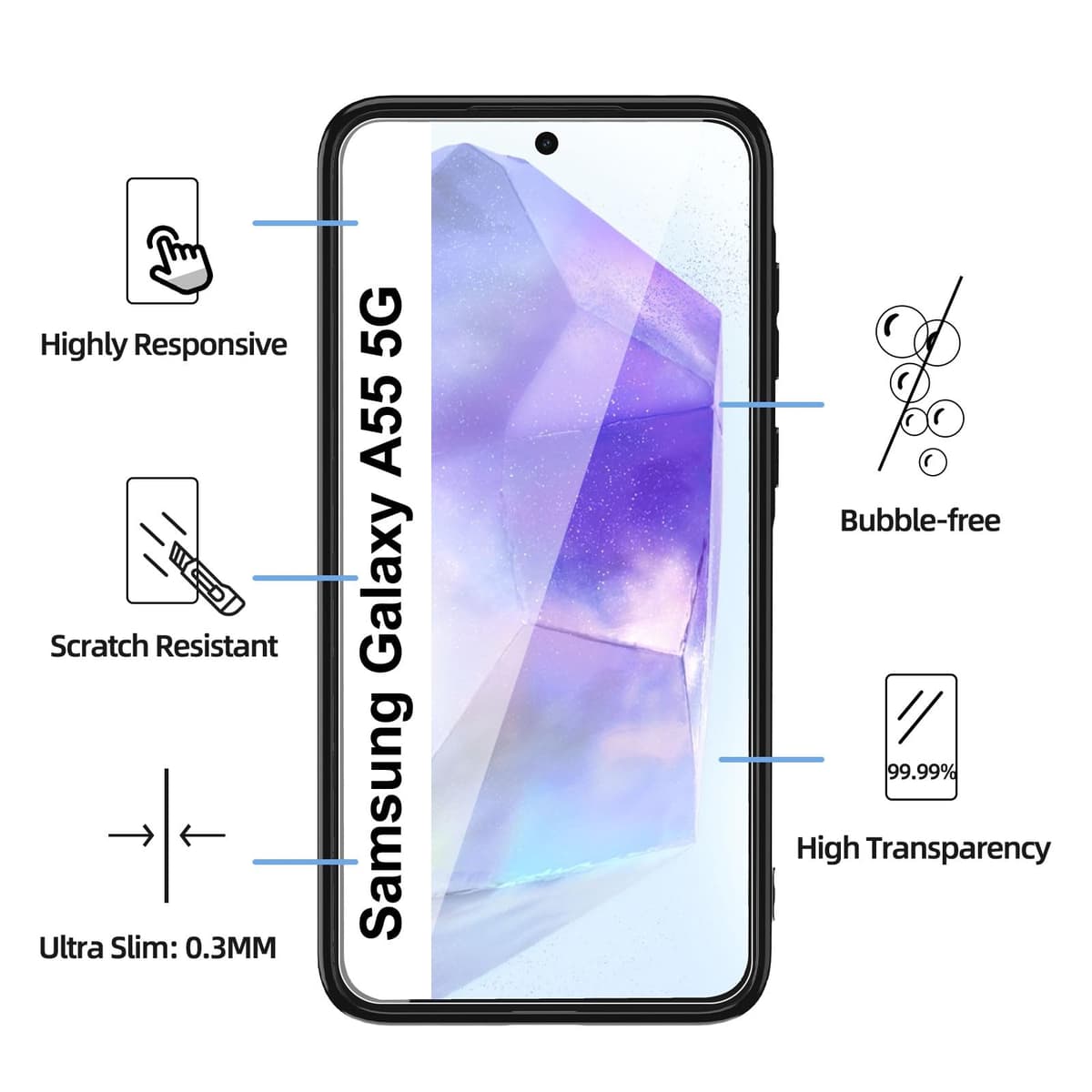 Husă NEW'C Samsung A15 5G silicon ultra transparent + 2 folii sticlă