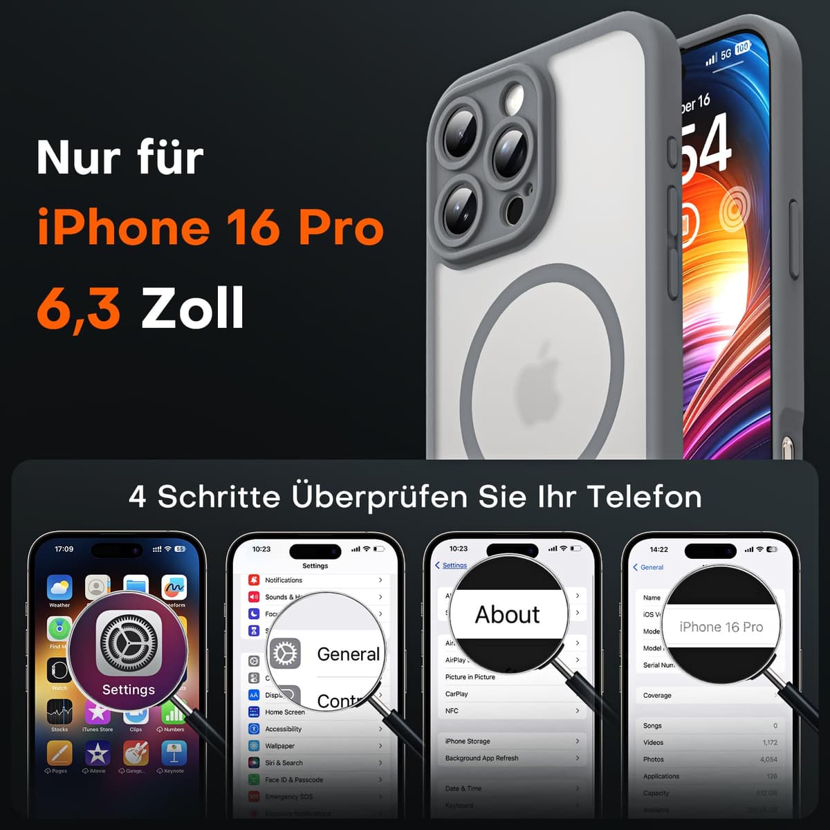 Set TOCOL 3în1 husă iPhone 16 Pro MagSafe 2 folii sticlă protecție completă ecran cameră