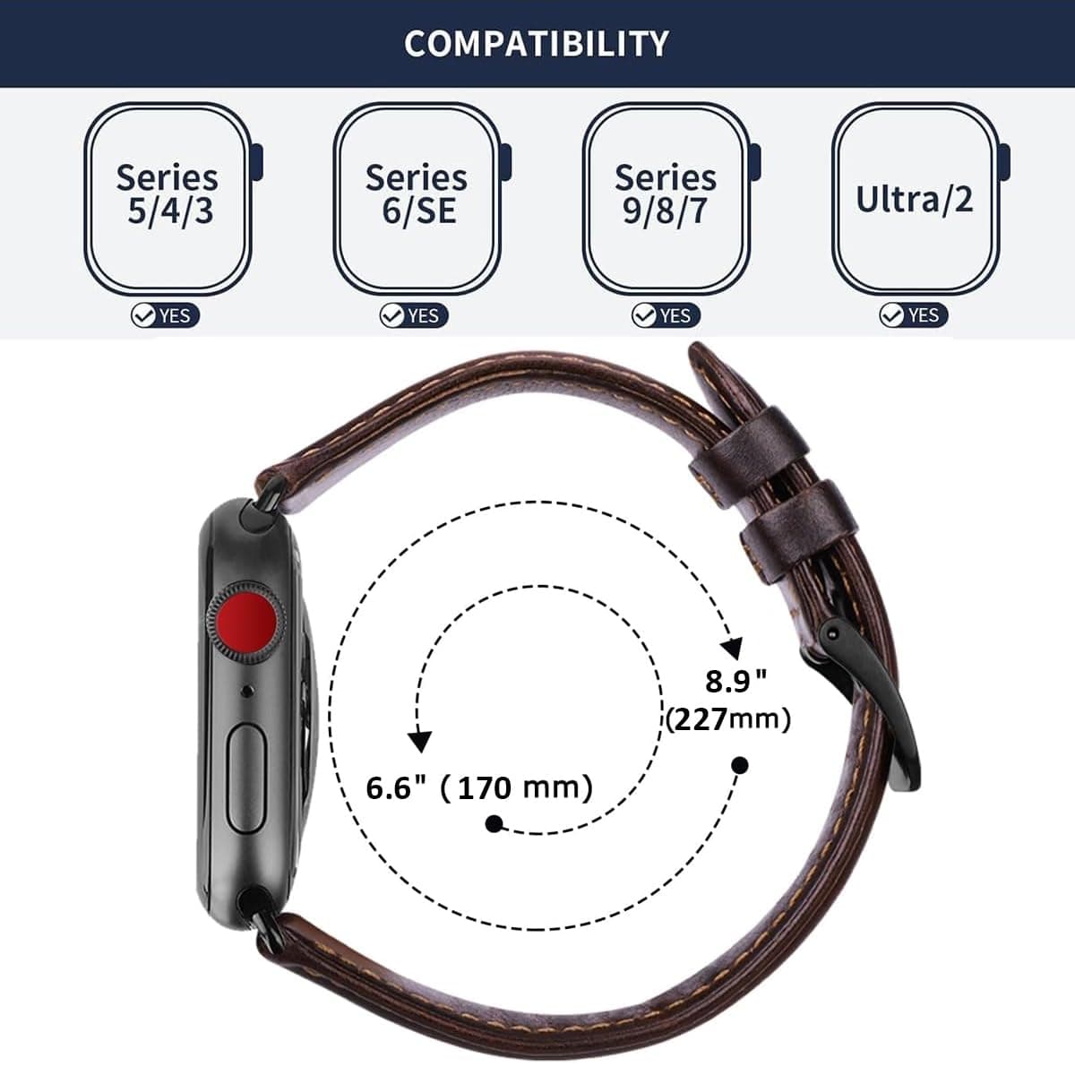 Curea piele MroTech Apple Watch 49mm 44mm 45mm 46mm culoare cafea design elegant clasic