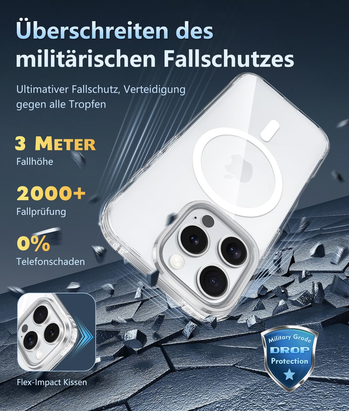 Husă FNTCASE iPhone 16 Pro magnetică militară anti-cădere transparentă 6.3 inch protecție