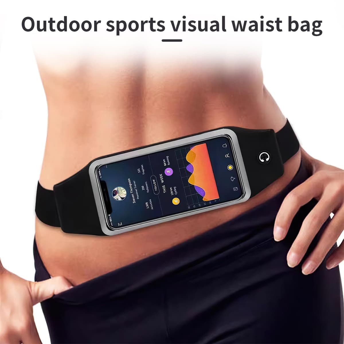 Curea alergare jogging Generisch reglabilă buzunar telefon tactil impermeabil