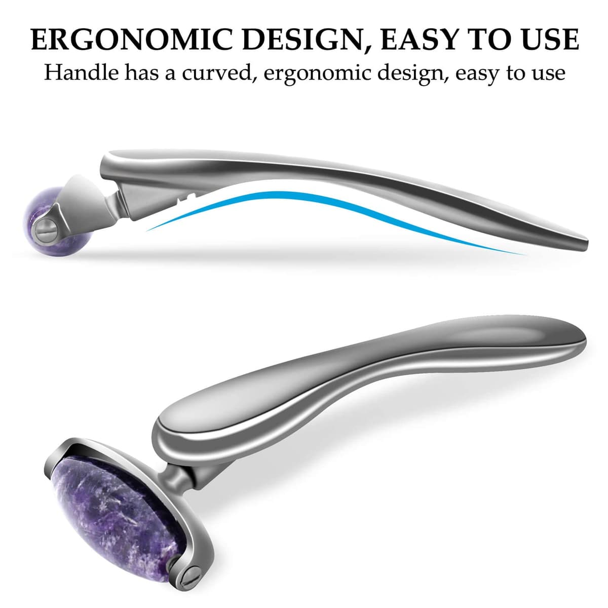 Roller facial jade ROMALOVE masaj ochi anti-îmbătrânire violet argintiu instrument frumusețe