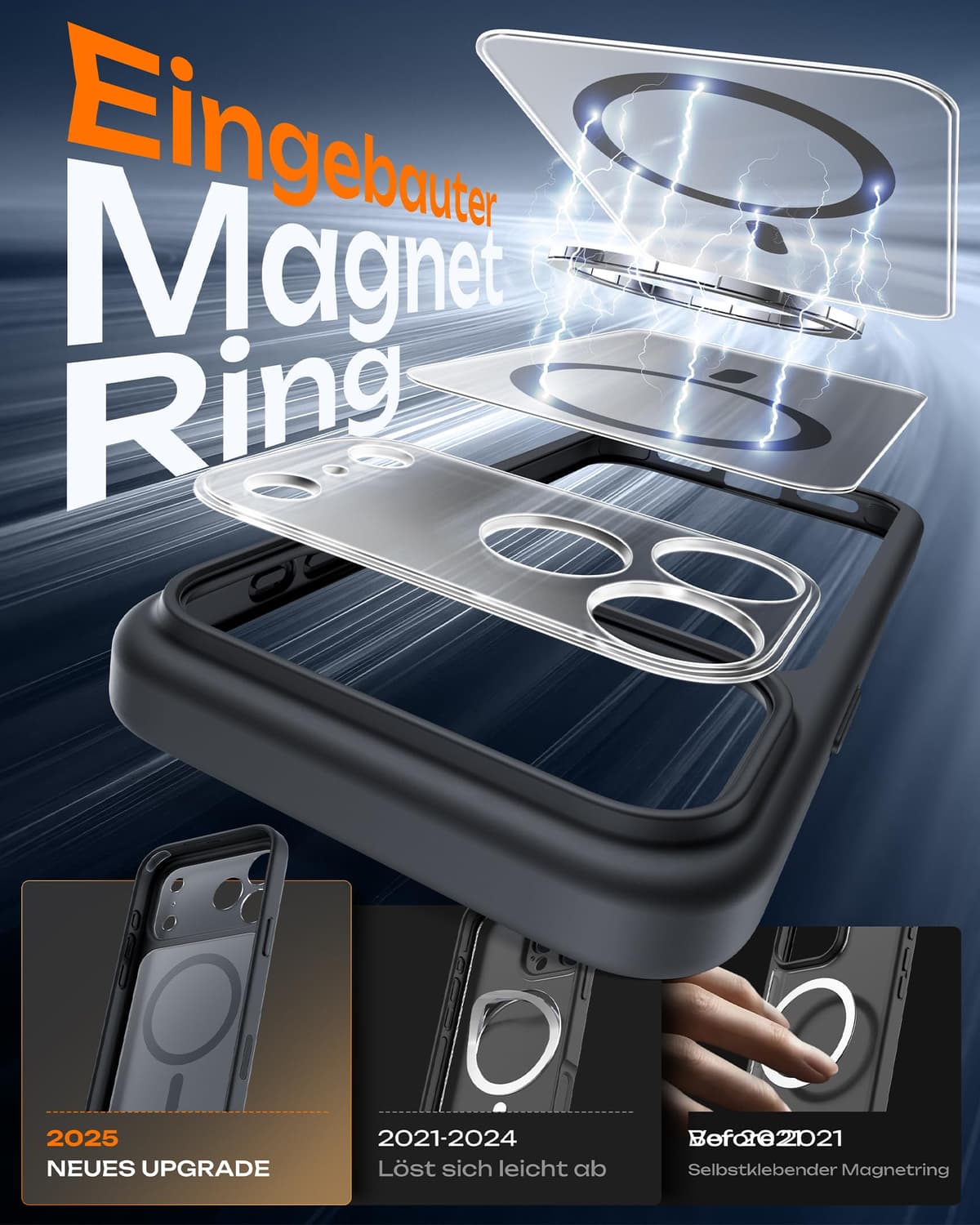 Husă TOCOL iPhone 17 Pro Max MagSafe control cameră anti-șoc translucidă mată neagră
