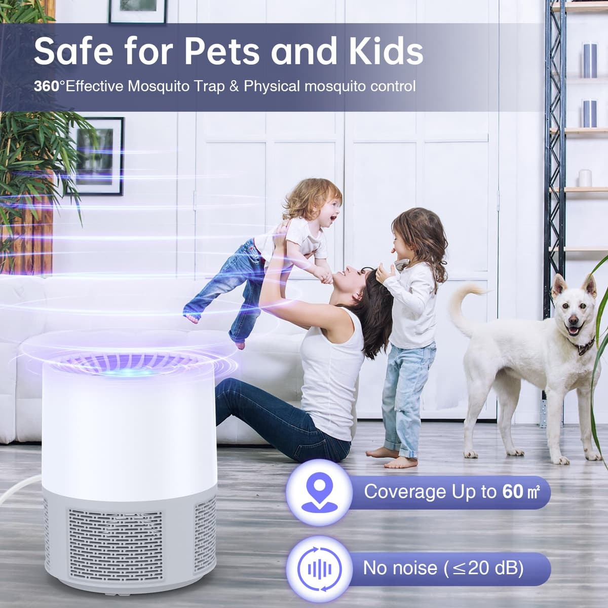 Capcană insecte electrică Bubbacare UV, lampă anti-țânțari, capcană muște interior USB portabil pentru dormitor, living, birou, bucătărie, camping