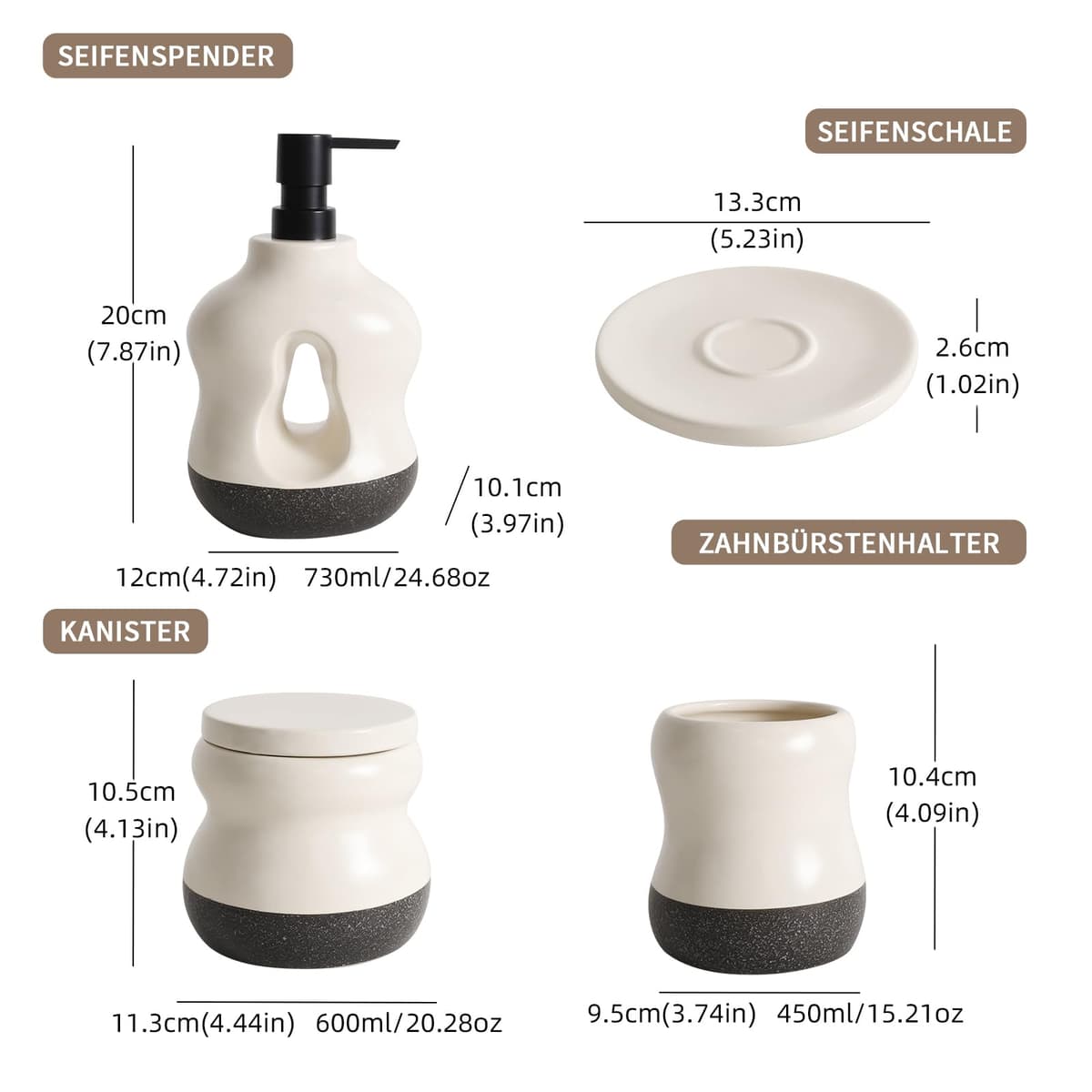 Set baie BosilunLife 4 piese, accesorii baie cu dispenser săpun lichid, pahar periuță, suport săpun