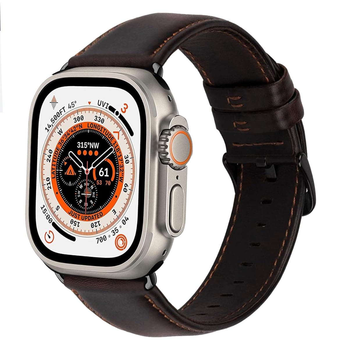 Curea piele MroTech Apple Watch 49mm 44mm 45mm 46mm culoare cafea design elegant clasic