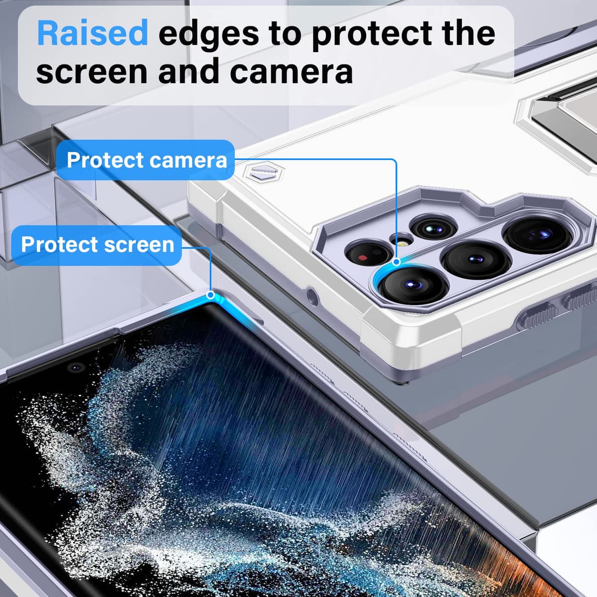Husă Whyzshiyi Samsung S21 Ultra 5G verde inel rotativ anti-șoc stand