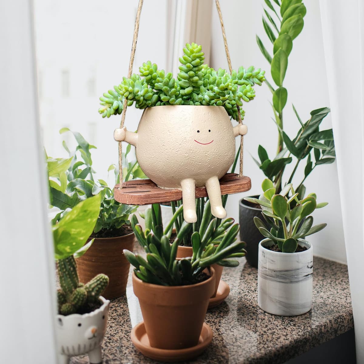 Ghiveci perete Kingovalley rășină cap rotativ suspendat decorativ interior exterior