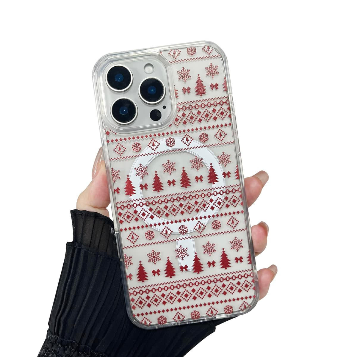 Husă magnetică ZTOFERA iPhone 16 Pro transparentă silicon moale model floral decorativ MagSafe