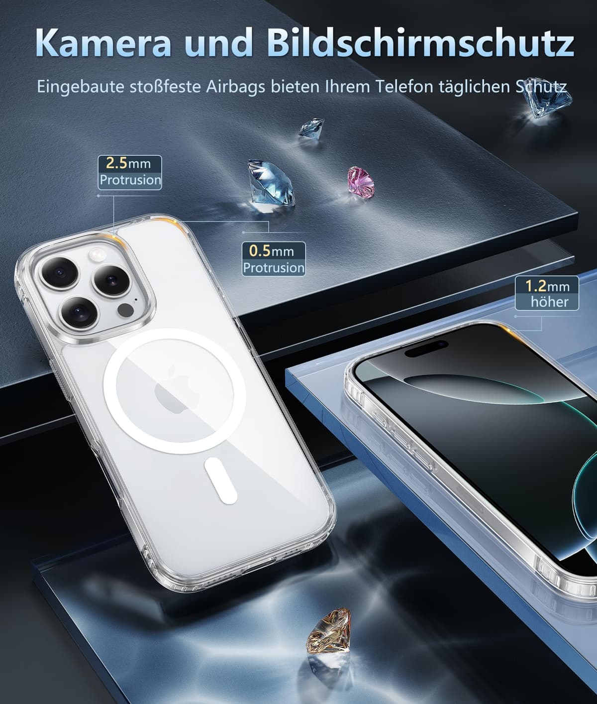 Husă FNTCASE iPhone 16 Pro magnetică militară anti-cădere transparentă 6.3 inch protecție