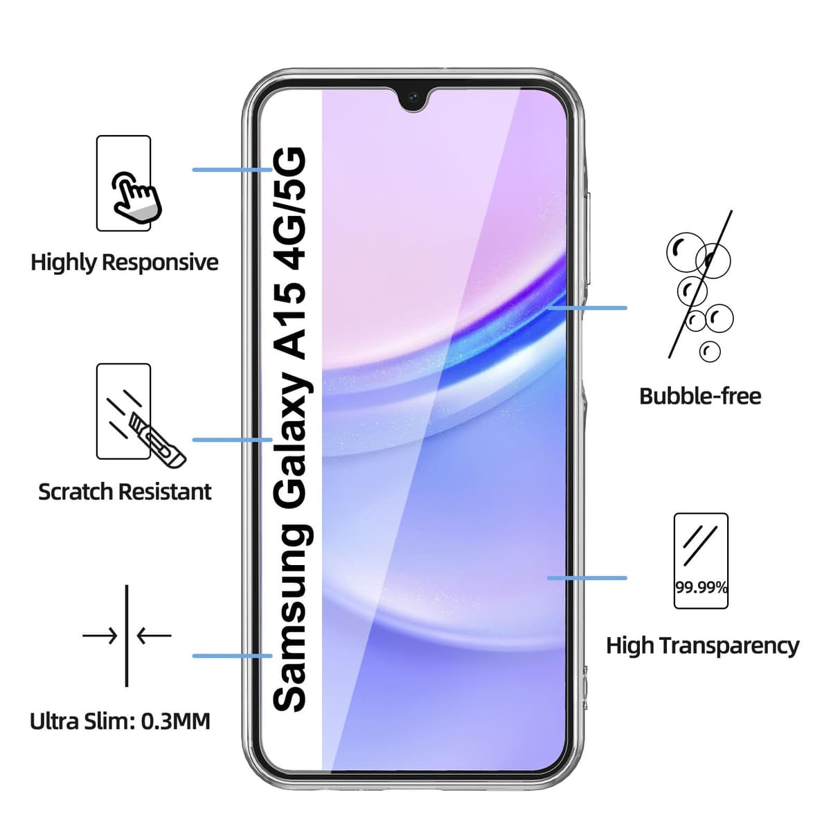 Husă NEW'C Samsung A55 silicon ultra subțire negru + 2 folii sticlă