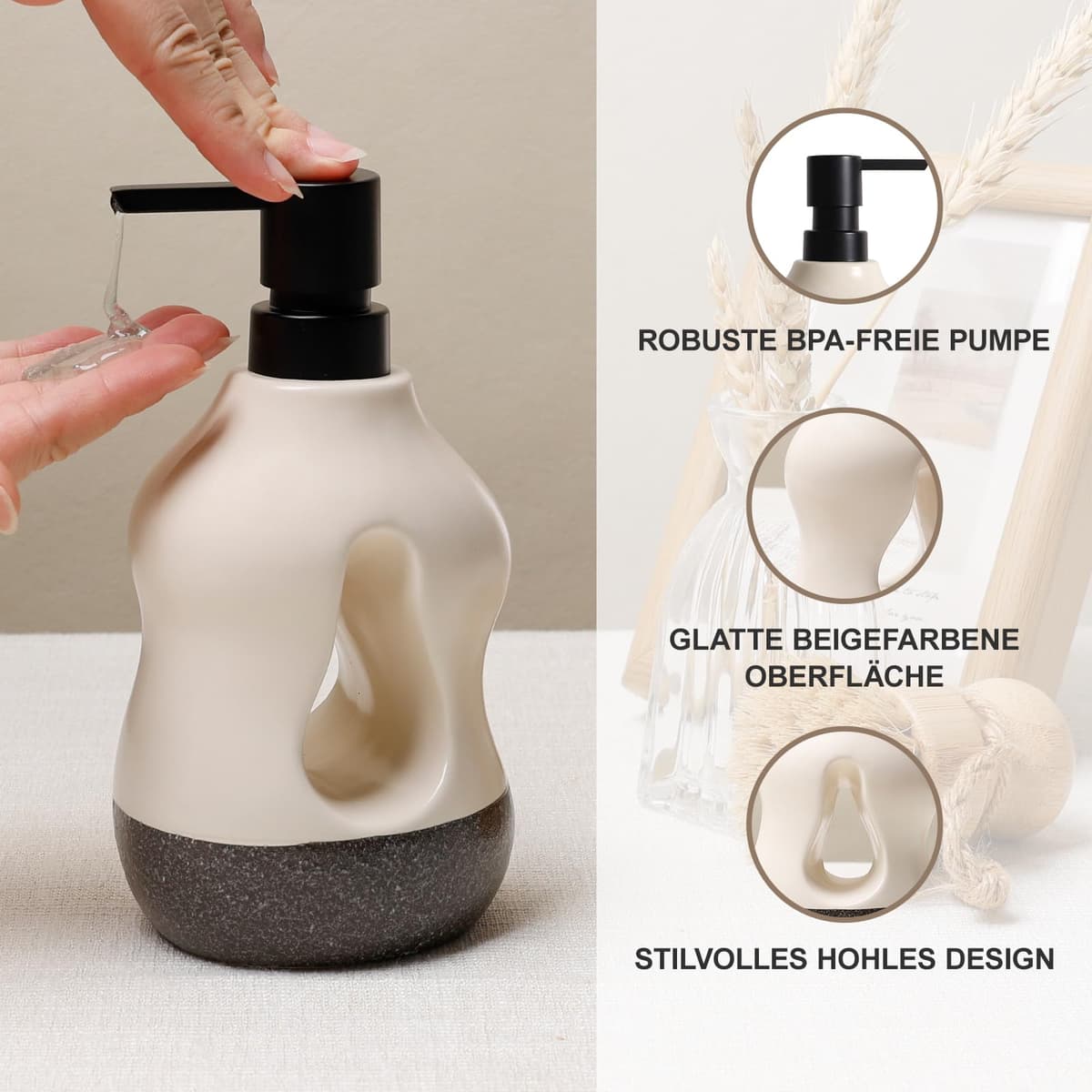 Set baie BosilunLife 4 piese, accesorii baie cu dispenser săpun lichid, pahar periuță, suport săpun