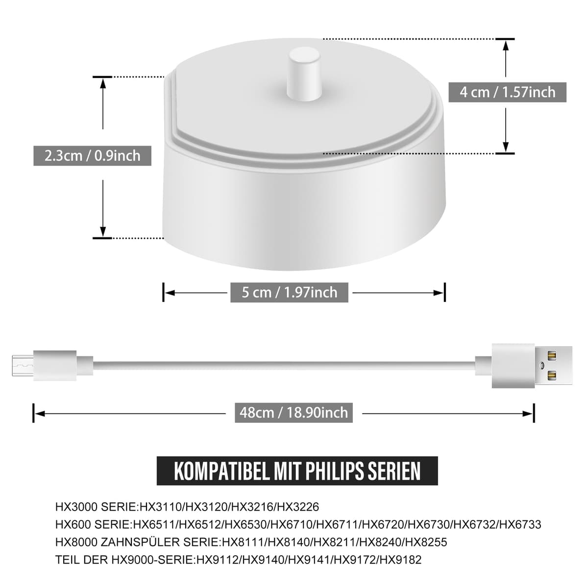 Încărcător USB AMATHINGS periuță electrică Braun Oral-B dock portabil inductiv reîncărcabil