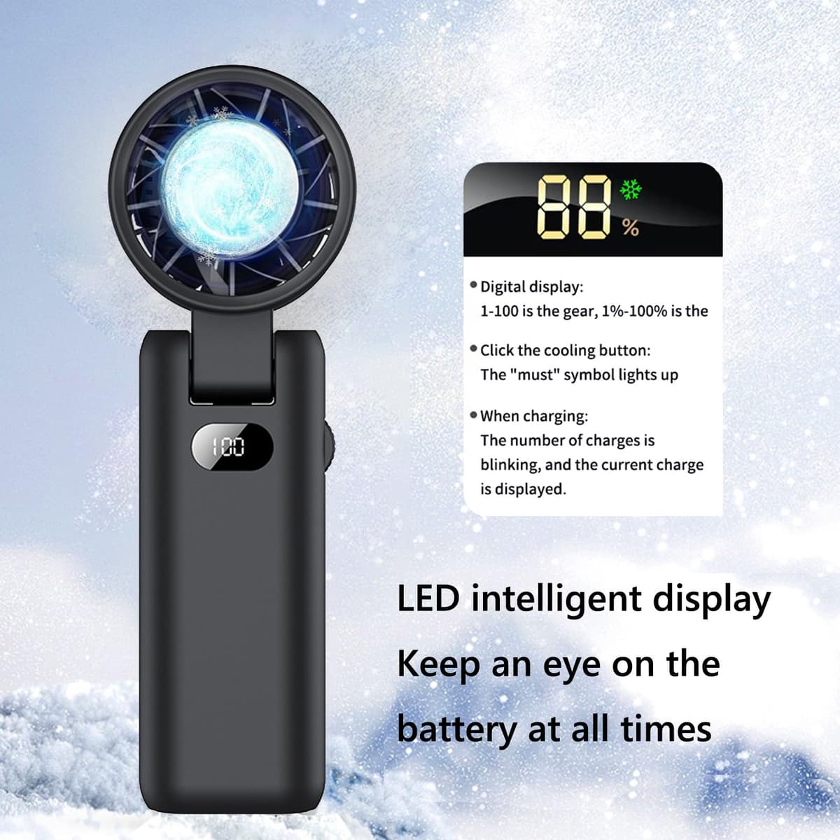 Ventilator portabil Intckwan baterie 3600mAh reîncărcabil mini USB turbo călătorii