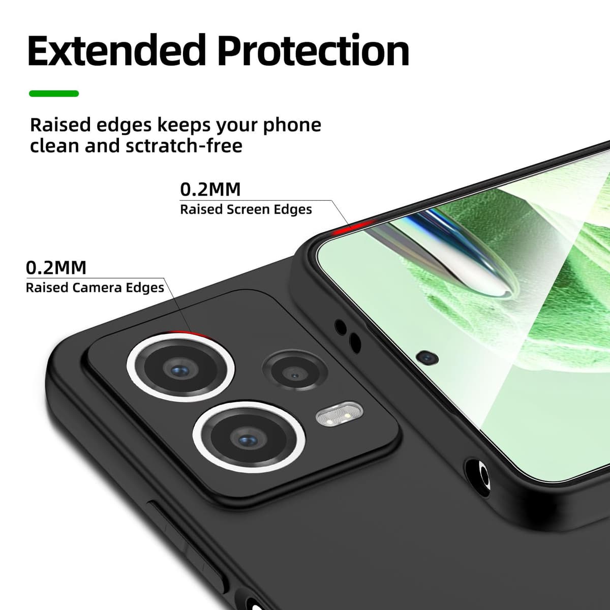 Husă NEW'C Xiaomi Redmi Note 12 5G silicon negru + 2 folii sticlă