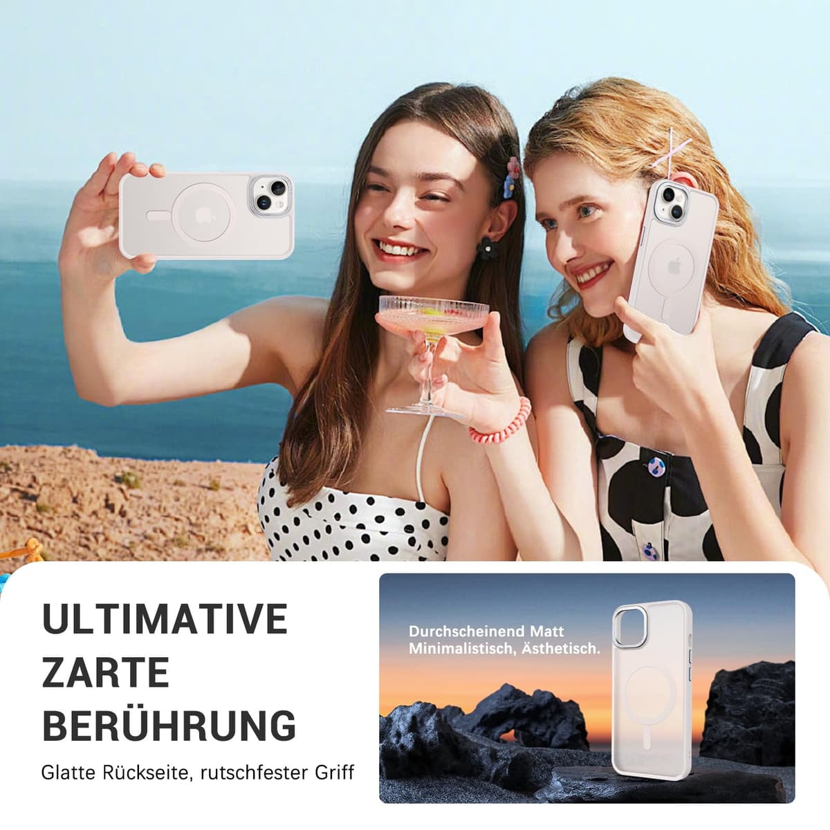 Husă GaoBao iPhone 14 translucidă mată magnetică anti-șoc anti-amprente verde deschis finisaj