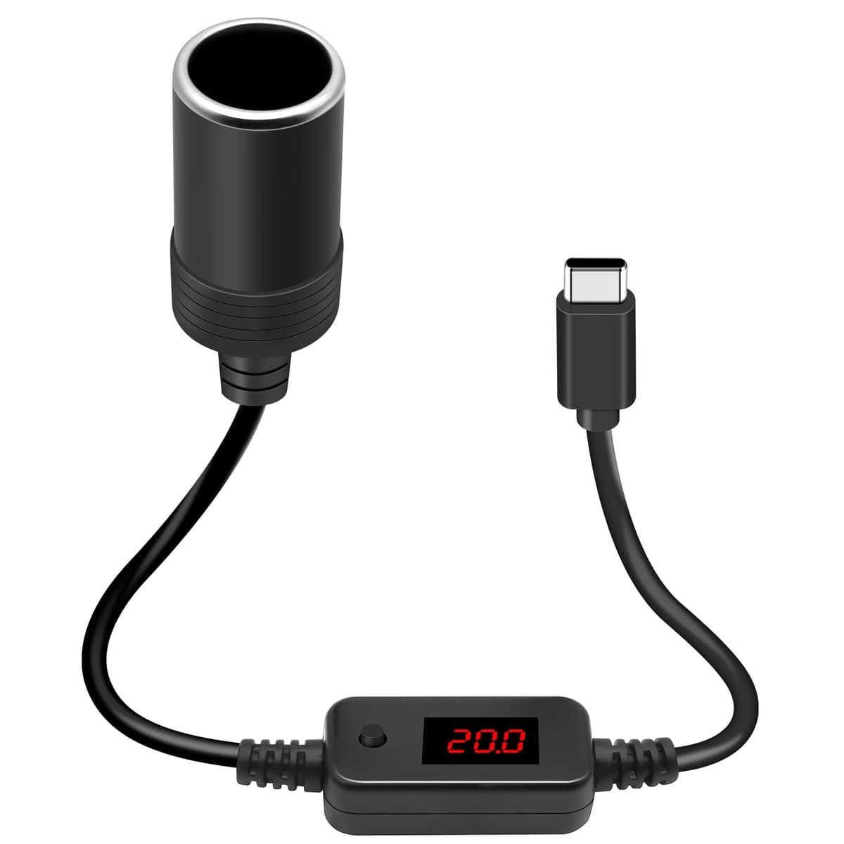 Adaptor USB-C la brichetă auto RUIZHI 60W, convertor USB-C masculin la priză auto 12V pentru dashcam, oglindă retrovizoare