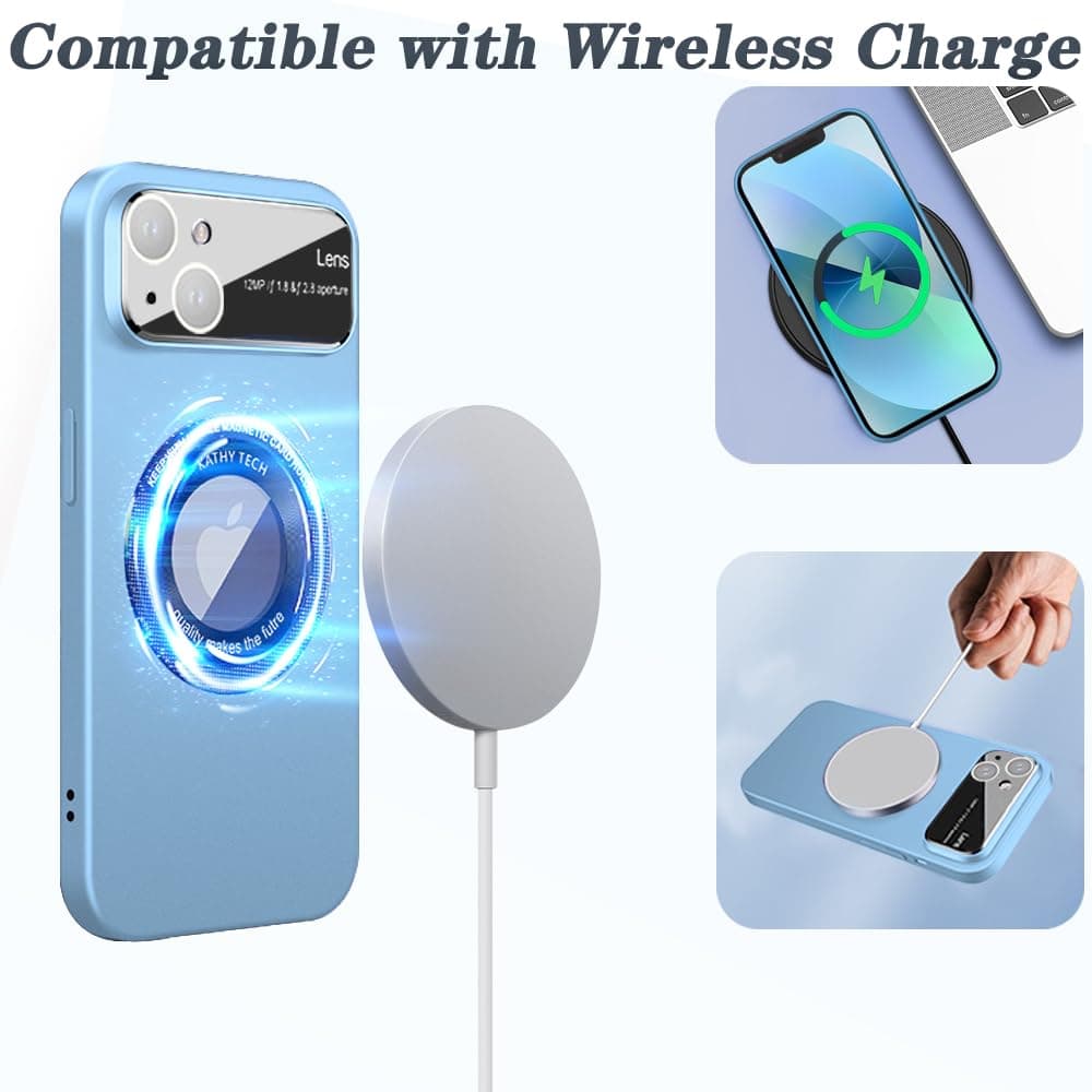 Husă Rdyi6ba8 iPhone 14 Pro mată albastră wireless MagSafe margini ridicate