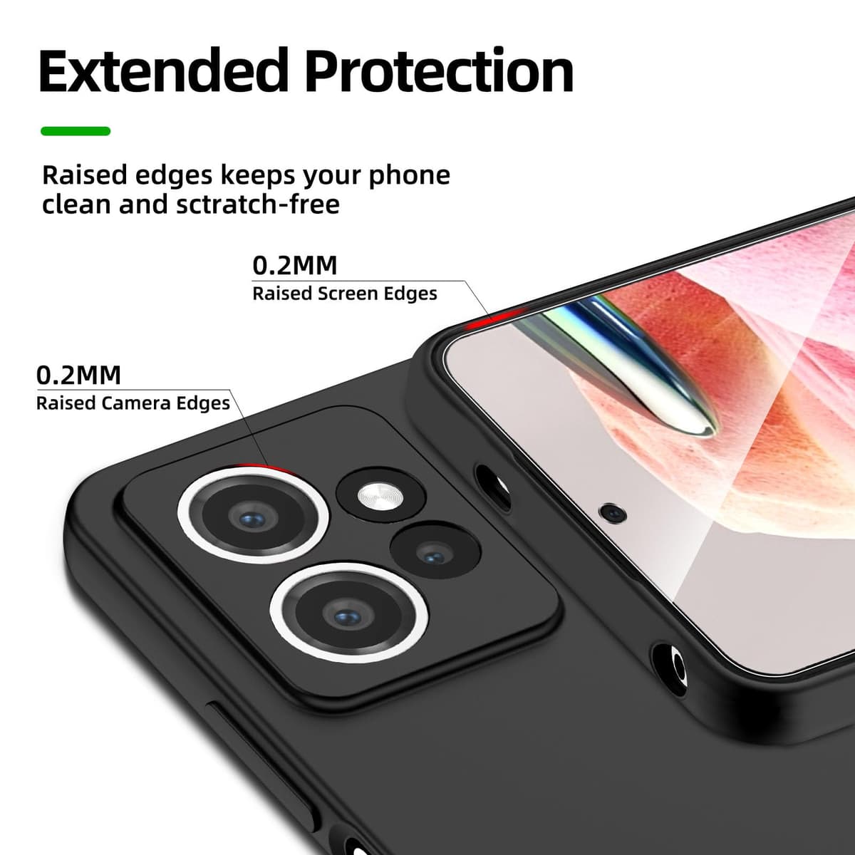 Husă NEW'C Xiaomi Redmi Note 12 4G silicon negru + 2 folii sticlă