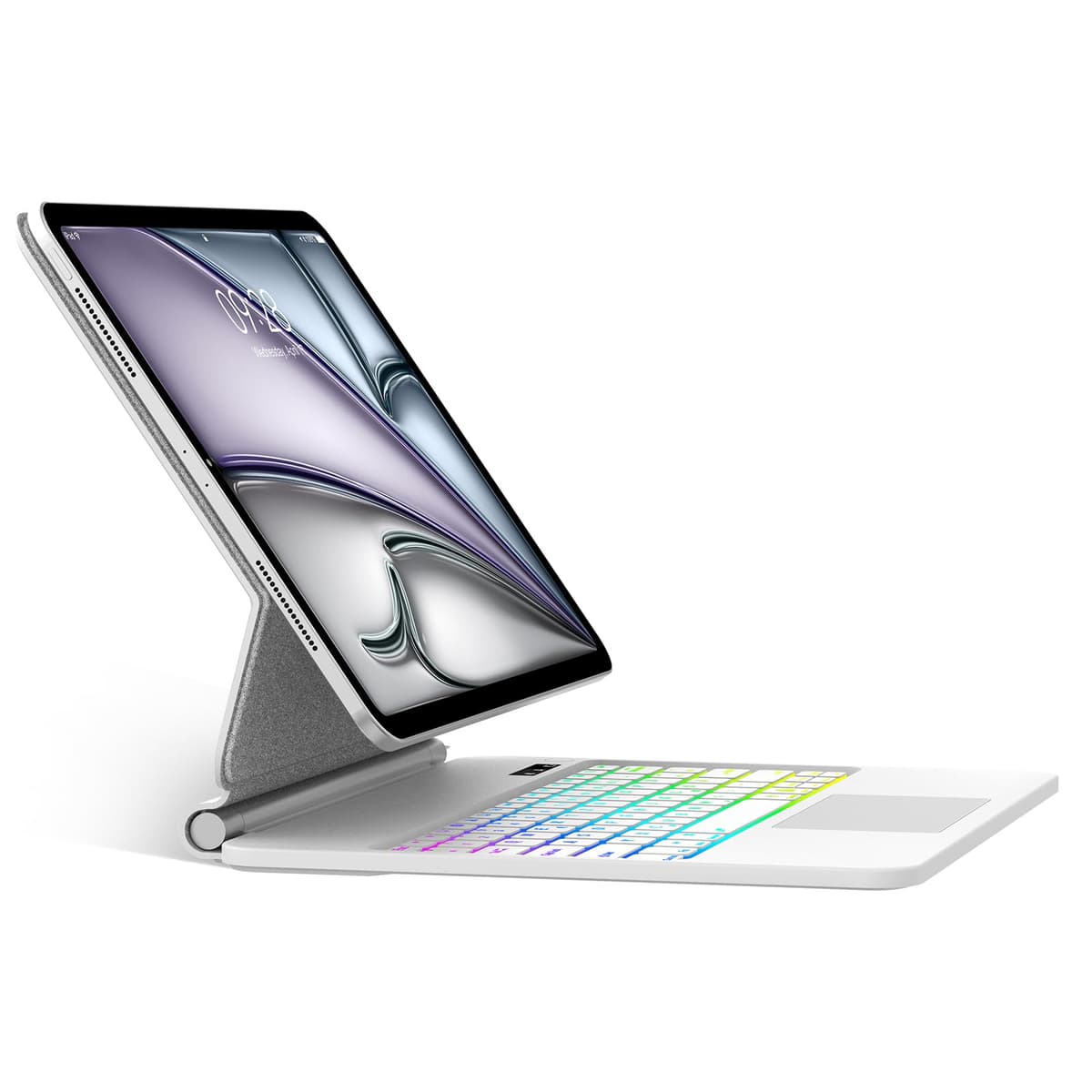 Tastatură Magic SENGBIRCH iPad Air 13" M3 2025/M2 2024, layout QWERTZ german, husă cu iluminare fundal, multi-trackpad, compatibil iPad Pro 12.9" gen 6/5/4/3, alb