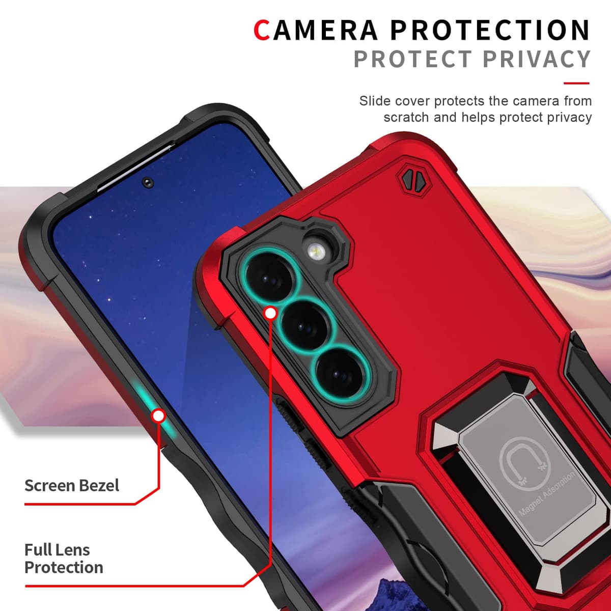 Husă Whyzshiyi Samsung S21 Ultra 5G neagră inel rotativ stand anti-șoc